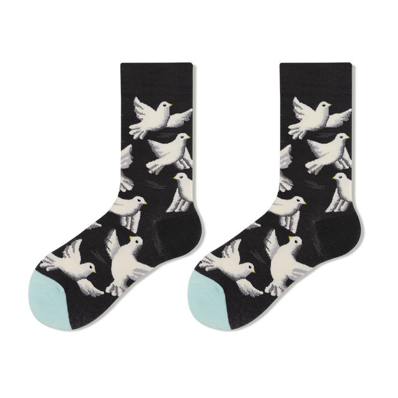 Glad Xvan Animals Patterned Men Women Stockings Graffiti Pure Cotton Socks